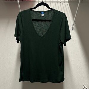 Old Navy Dark Green V-Neck Short Sleeve Tee